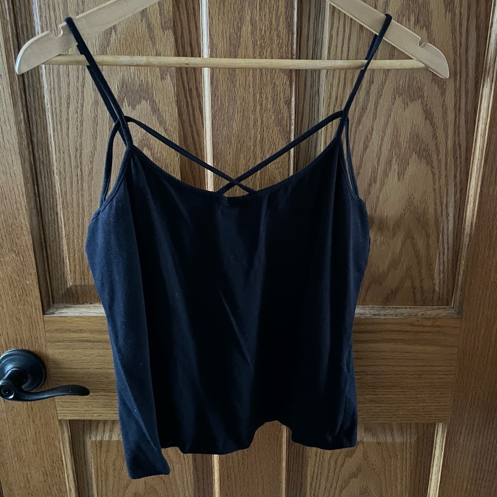 Charlotte Russe Black Cami Top with Criss Cross Straps